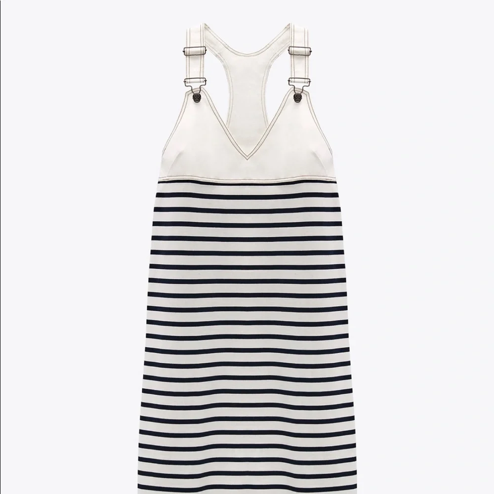 NWT Zara striped pinafore dress